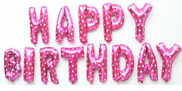 13pcs Happy Birthday Decoration Balloons Rose Gold Letter Foil Ballons Birthday Party Decorations Globos Balony Anniversary: Pink