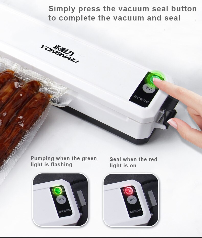 YenvK Household 220V 110V Automatic Vacuum Sealer Food Vacuum Packing Machine Packer With 10pcs Vacuum Bag for Food Saver