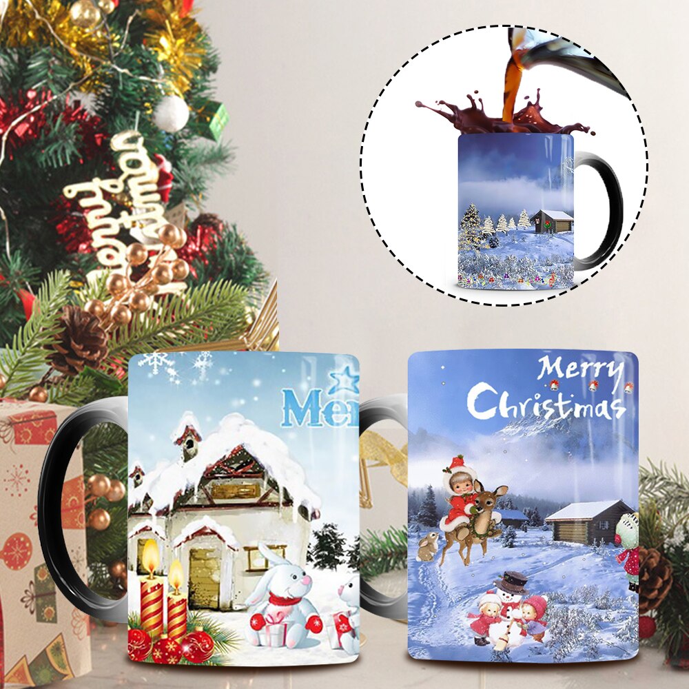 340Ml Kerst Keramische Kleur Veranderende Cup Koffie Mok Warmtegevoelige Thermochrome Koffie Melk Water Cup Kleur Veranderende Cups 2