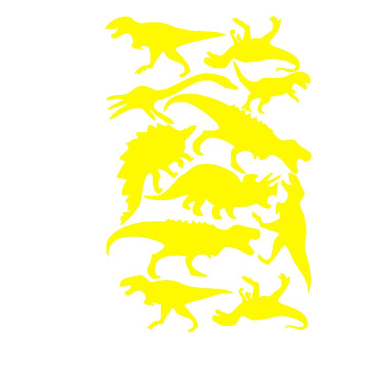 Cartoon Removable Jurassic Park Dinosaur Animal Shape Wall Stickers For Kids Rooms Nursery Art Mural Decor DIY Vinyl Wall Decals: Yellow