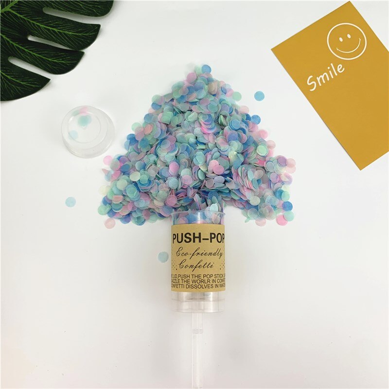 1 stücke Runde drücken-hoch Konfetti Poppers Für Hochzeit Geburtstag Jahrestag Junggeselle Braut Dusche Partei Konfetti Dekorationen: 04 hell Blau mischen