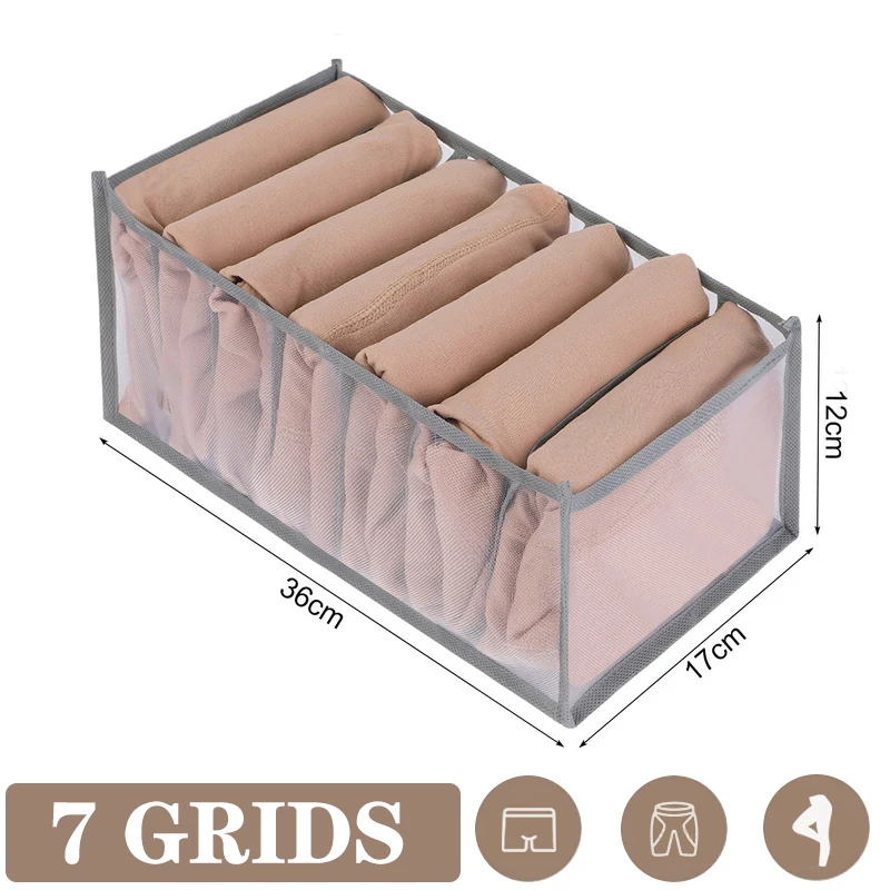 Wardrobe Clothing Divided Storage Underwear T-Shirt Sock Organizer Bra Socks Cabinet Drawer Organizer Jeans Closet Storage Box: Silver