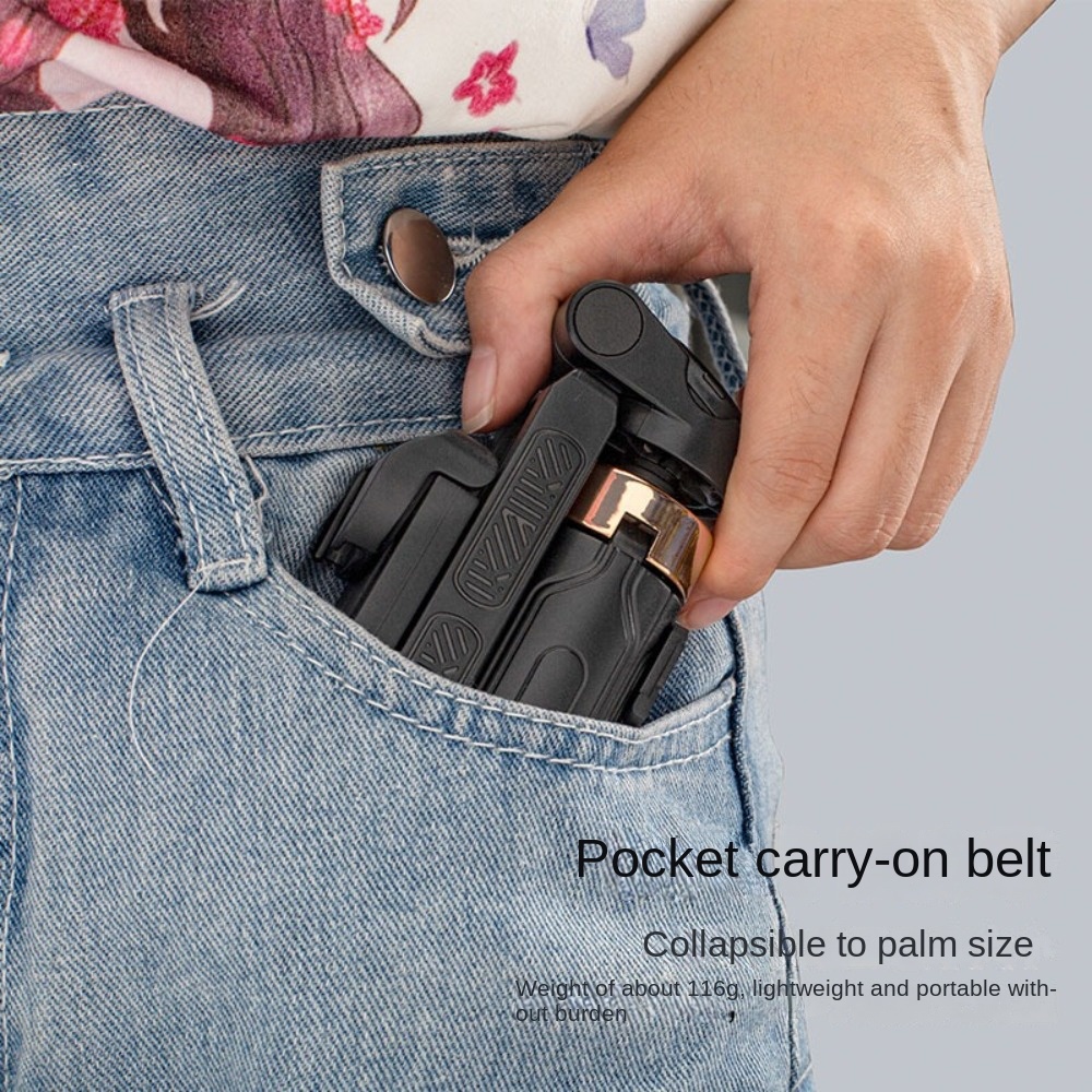 360 Degree Rotation Selfie Stick Scalable Portable Mobile Phone Camera Stand Bluetooth Height Adjustable Flat-standing Quadripod