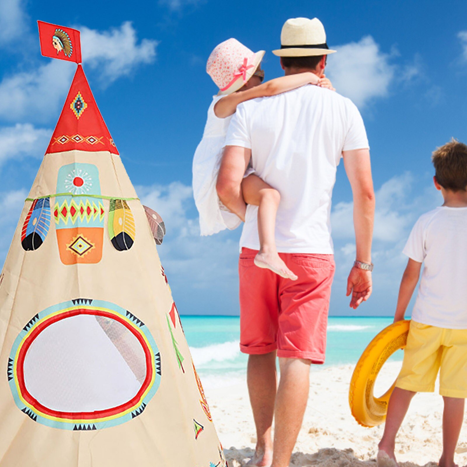 Leichte Falten Tipi freundlicher Spielzeug Indische Tipi Zelt Spielen Haus Außen Garten Strand Spielzeug eltern-Art-Interaktion Spielzeug