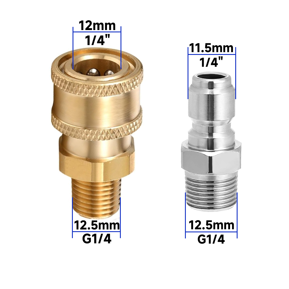 1/4 Inch Pressure Washer Couplers Quick Connect Male Female Connector Fittings Adapters Garden Urban Tool Irrigation Washing: light yellow