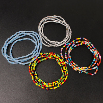 1 piezas estilo bohemio Multi Color cintura elástica vientre cuentas cuerpo cadenas pulsera tobilleras para cuerpo playa verano Boho joyería