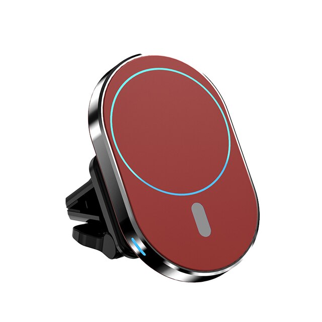 15w magnetische kabellose autoladegeräte qi-handyladegeräte mit lüftungsschlitzanschluss für iphone 12, 13 mini, pro max, magnetischer adsorptions-netzadapter: Rot