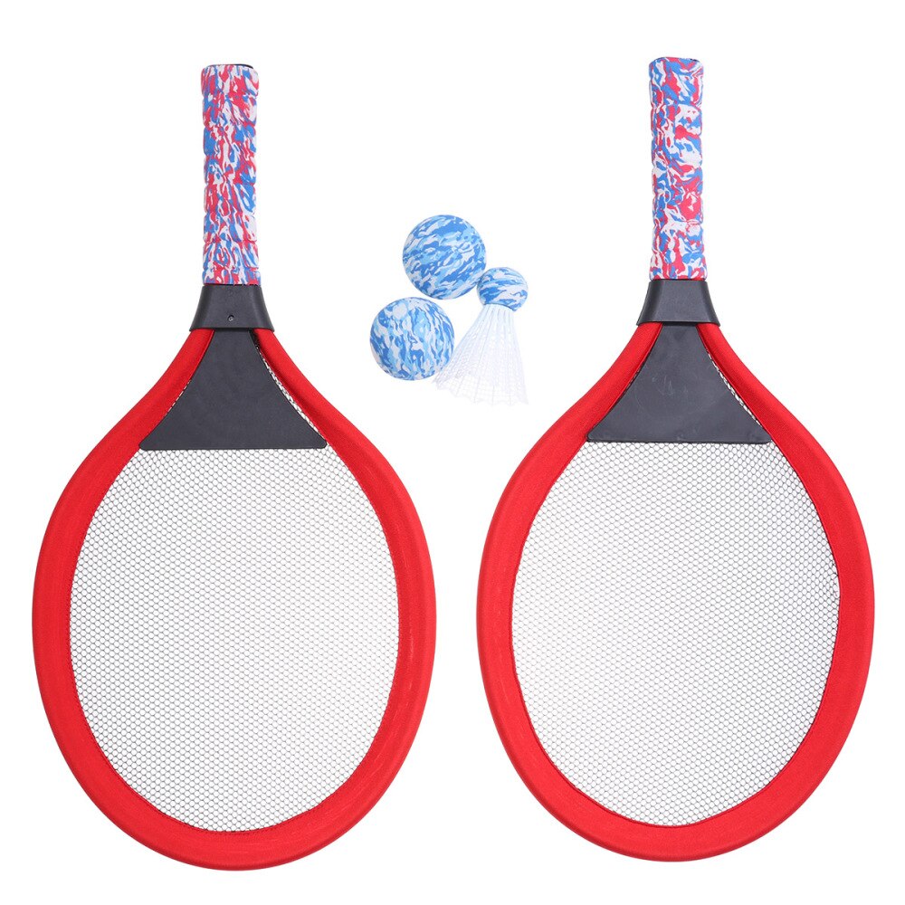 Raqueta de tenis ovalada de bádminton para niños, accesorios de juego para jardín de infantes y escuela primaria, deportes al aire libre, 1 par: Red