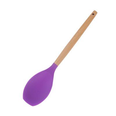 1pc lila träsilikon köksredskap sked soppvändare spatel tång nonstick köksredskap bakprylar redskapsredskap de cocina: Plommon