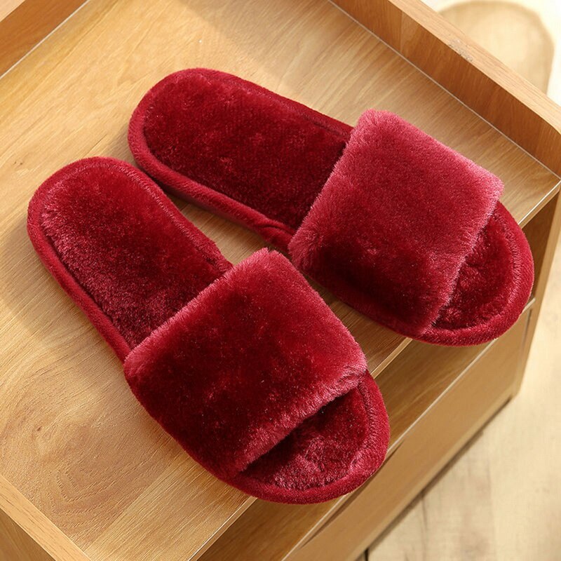 Zapatillas de casa de piel sintética para mujer, zapatos cálidos a la , planos sin cordones, deslizantes, negros, rosas, cómodas, para el hogar, para invierno