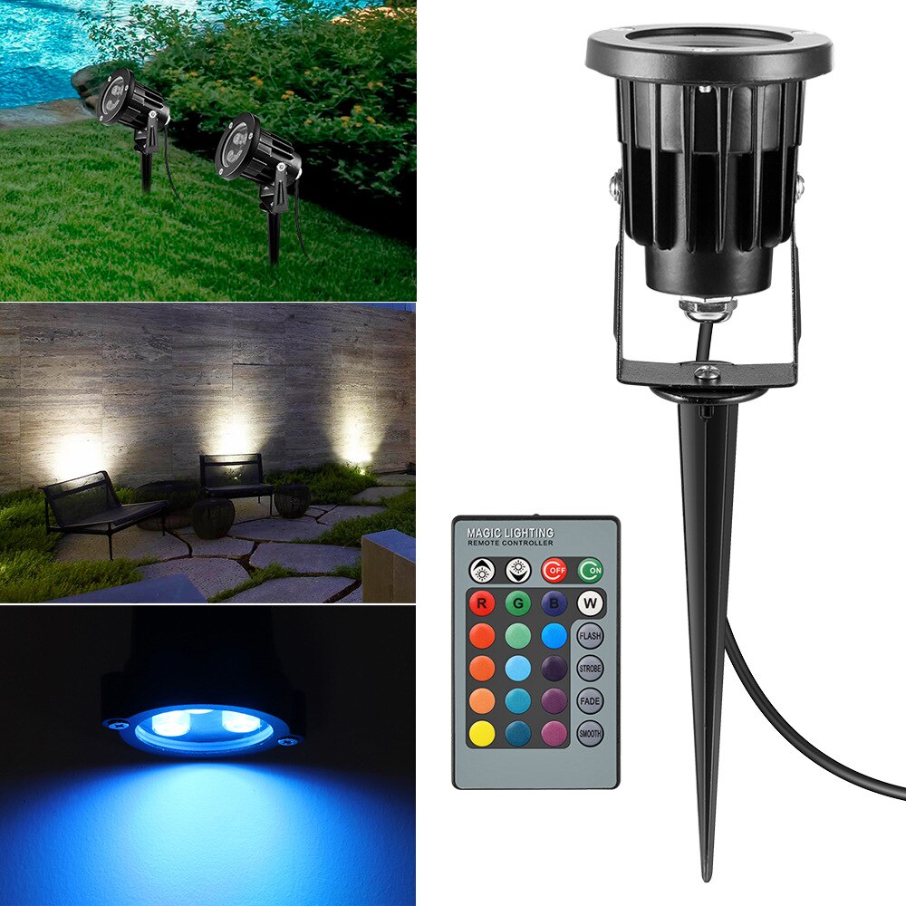 8W Mini AC 85-265V IP65 Waterdichte RGB LED Gazon Spot Light 24 Toetsen Afstandsbediening Lampen Tuin outdoor Landschap Verlichting GO-L03
