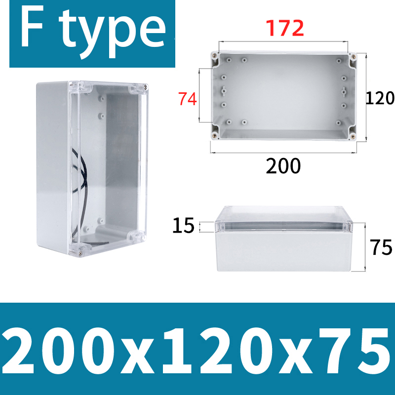 F-type transparent waterproof box Outdoor monitoring box Outdoor waterproof junction box ABS Plastic terminal seal switch box: Red