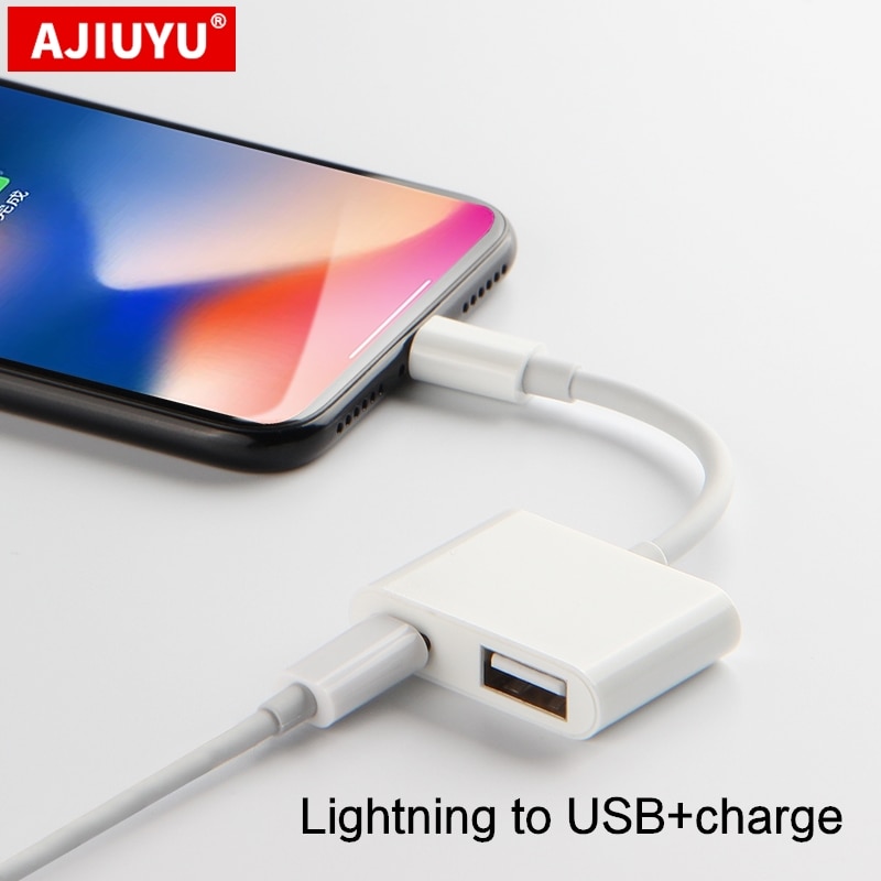 AJIUYU OTG Fulmine a HDMI Convertitore Adattatore USB Della Macchina Fotografica Per il iPhone 6s 7 8 Più di x xs 11 pro max cavo Proiettore mobile TV dock