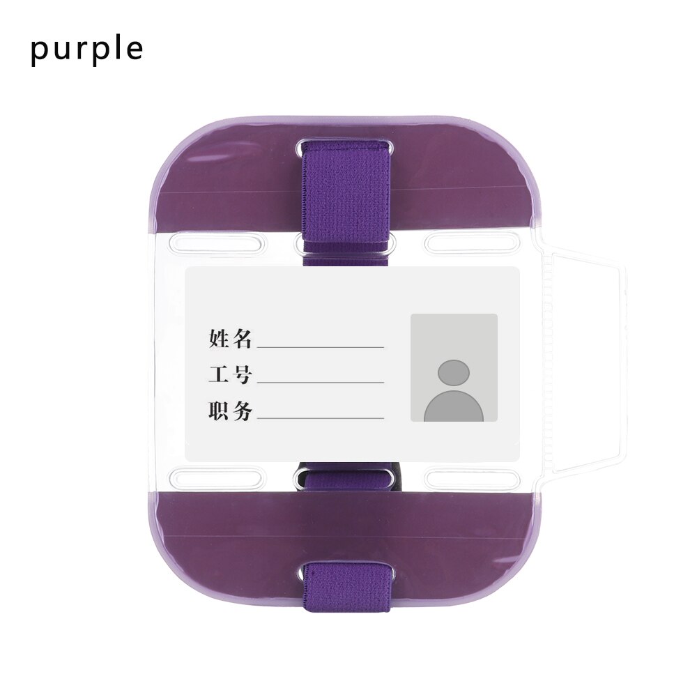 2020 przezroczyste etui na dowód osobisty powłoka ochronna widoczność opaska na ramię pokrowiec na karty karta pcv z długim rękawem materiały biurowe: Fioletowy