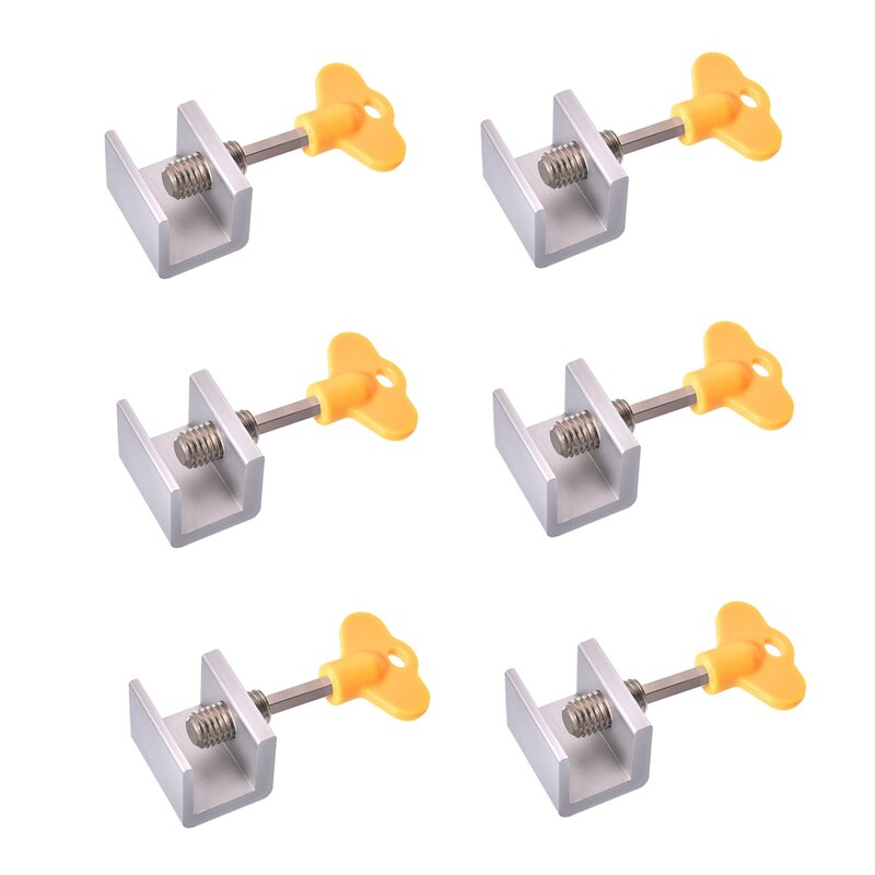 1/4/6 Sets Window Locks Window Door Frame Security Locks with Key Heavy Duty Aluminum Alloy Sliding Window Stops for Home Office: 6 pieces