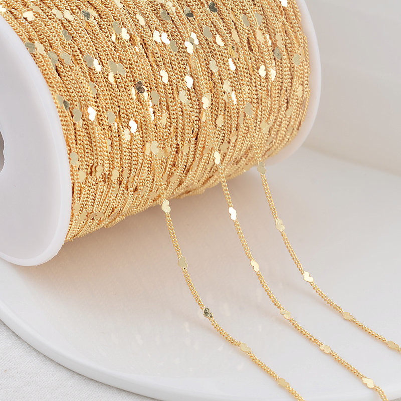 2 Meter 14K Goudkleurig Geplateerd Messing Hart Ovale Vorm Ketting Kettingen Sieraden Accessoires