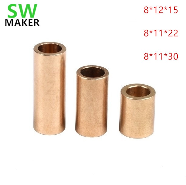 8*12*15mm 8*11*22mm 8*11*30mm Bronze Self Lubricating Bushing Powder metallurgy oil Bearing for 8mm Rod Ultimaker 3D Printer