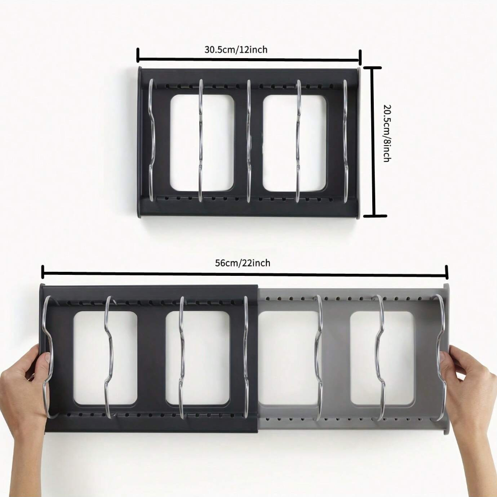 Expandable Pans Organizer Rack Kitchen Cabinet Pan Rack Drawer Expanding Cookware Space Saving Kitchen Cabinet Organizer Holde