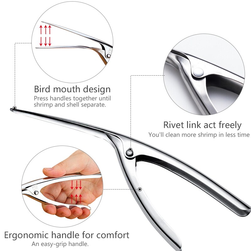 Konco rustfrit stål rejeskræller, manual &amp; hurtig krebs rejer deveiner peel reje skræller værktøj