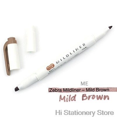 branded Zebra MildLiner Highlighter Marker Double-Sided Round Toe/Oblique Mild 15 Color for Choose Office and School Supply: Mild Brown 1PC