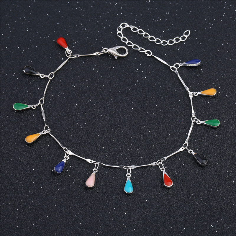 Mode 925 Sterling Zilveren Ketting Enkelbanden Voor Vrouwen Boho Mulitcolor Emaille Enkelband Foot Sieraden Meisje 5B114