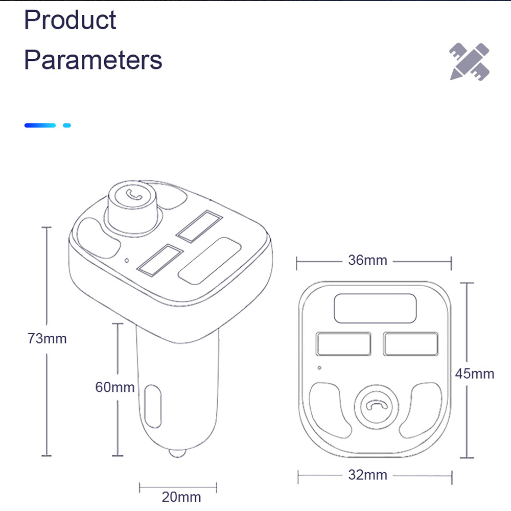 Bluetooth FM radio Music Transmitter 5.0 Handsfree Wireless TF card U-disk Audio Dual 3.1 A USB Phone Charger Digital Voltmeter