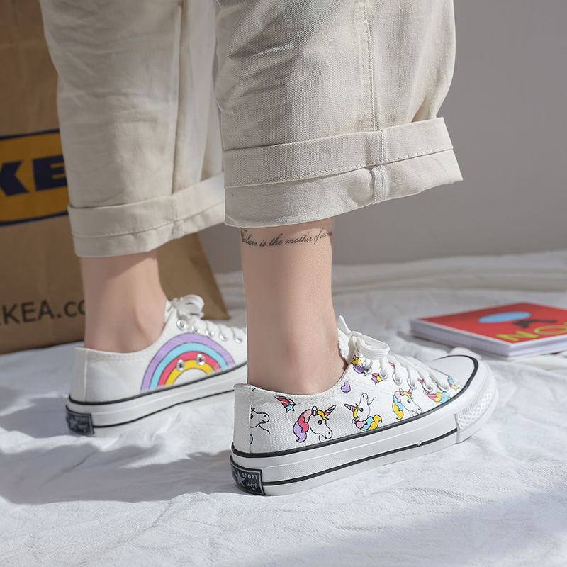 Rainbow Unicorn Canvas Shoes Female Student Korean Edition Summer Japanese