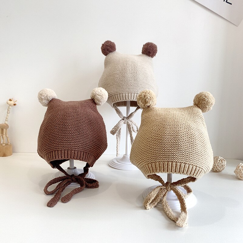 Gorro de punto 3D para niño y niña, tejido cálido, informal, accesorios cómodos, 3-16M, Invierno