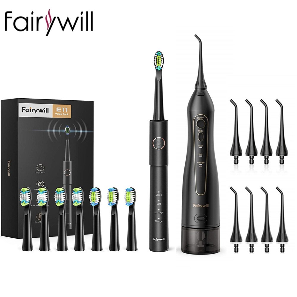 Fairywill Water Flossers szczoteczka do zębów 5020E-E11 USB akumulator przenośny IPX7 wodoodporny 3 tryby 300ML odpinany zbiornik na wodę: FW-5020E-E11