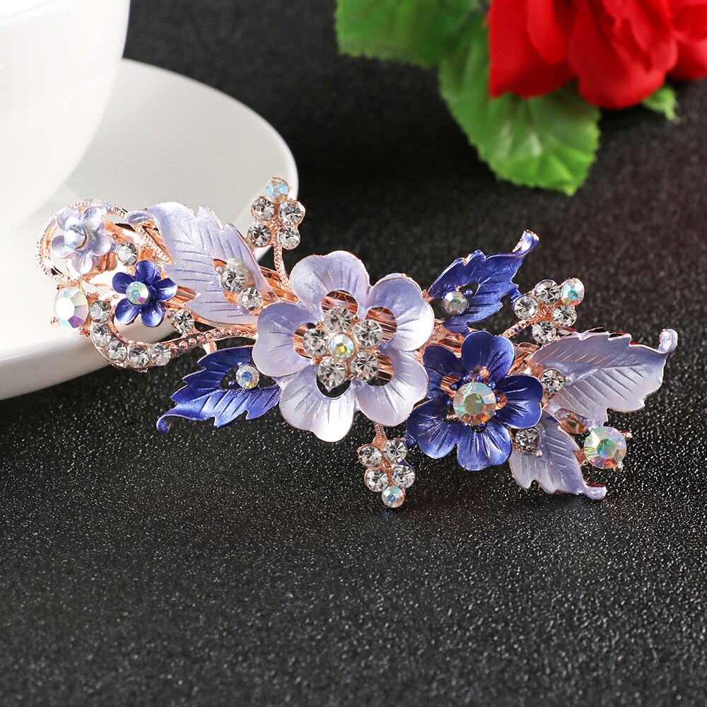 Pasadores de flores a la para mujer y niña, pasador Foral de resina, horquilla de cristal, accesorios de peinado para el cabello