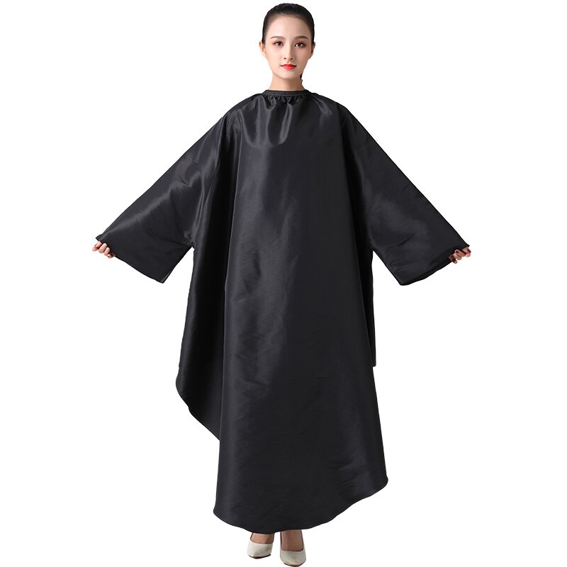 Salon Hair Styling Cape Hair Cutting Coloring Waterproof anti-static Hairdresser Apron With sleeves Barber Gown: Black