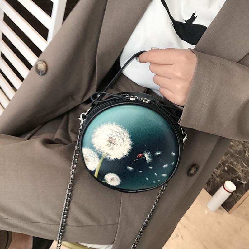 Amorvivi Small round bag wild crossbody simple handbag casual wild mini round bag student mobile phone bag