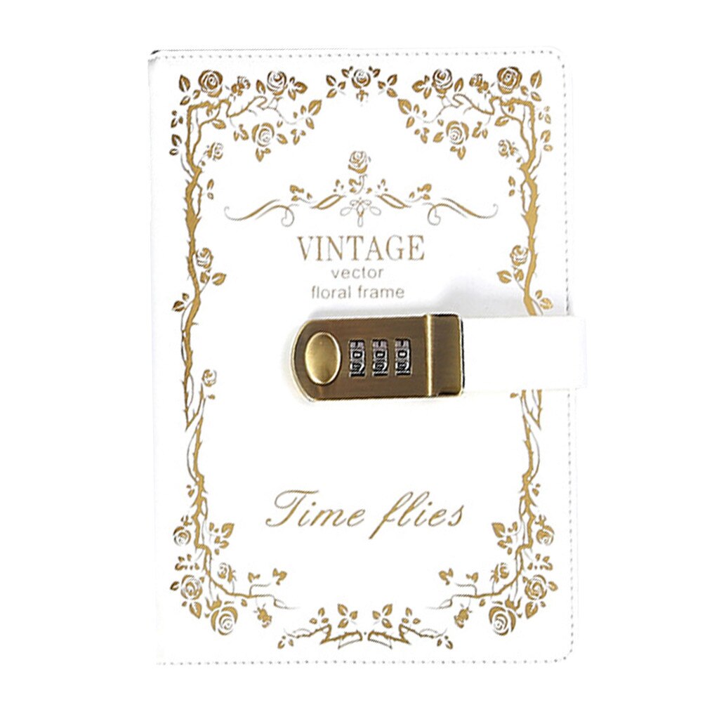 Password Notebook Diary Portable Password Booklet Small Fresh Multi-Function European Lock: White