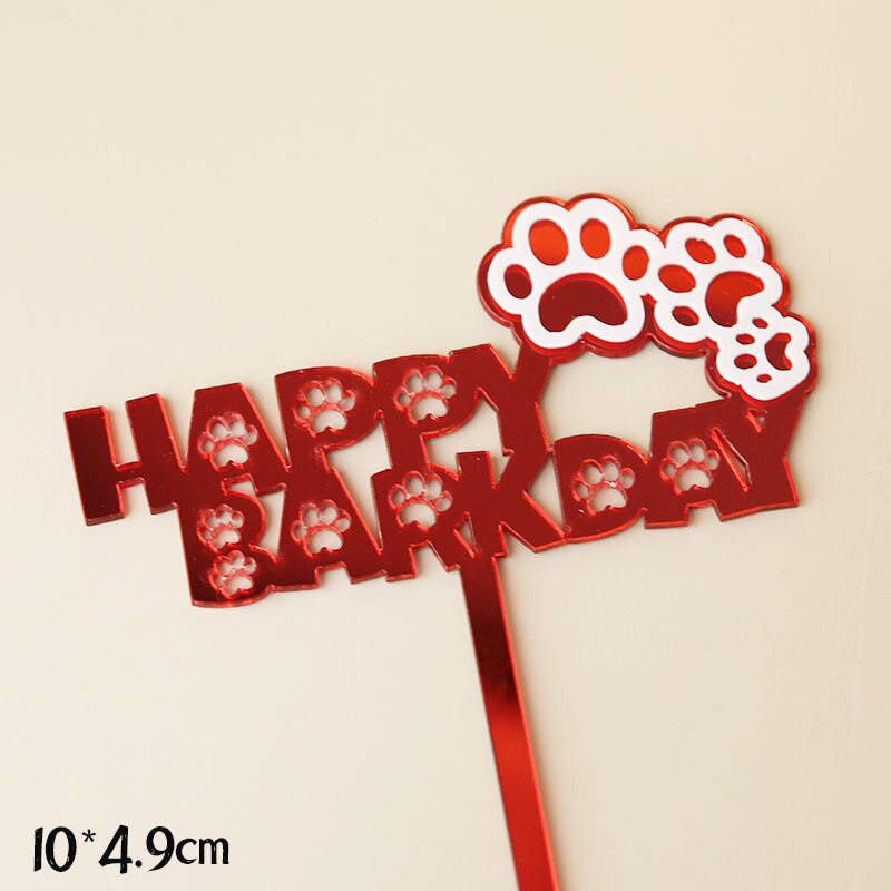 It's My Bark Day Bone Dog's Happy Birthday Acrylic Cake Topper for Dog Pet's Party Cake Decoration Baking Supplies Decor: 8 Acrylic