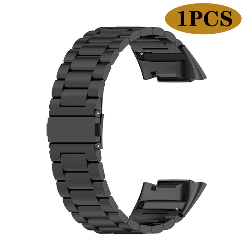 Metal Strap For Fitbit Charge 5 Smart Bracelet Stainless Steel Mesh Watch Band Loop For Fitbit Charge 5 Wristbands Accessories: black