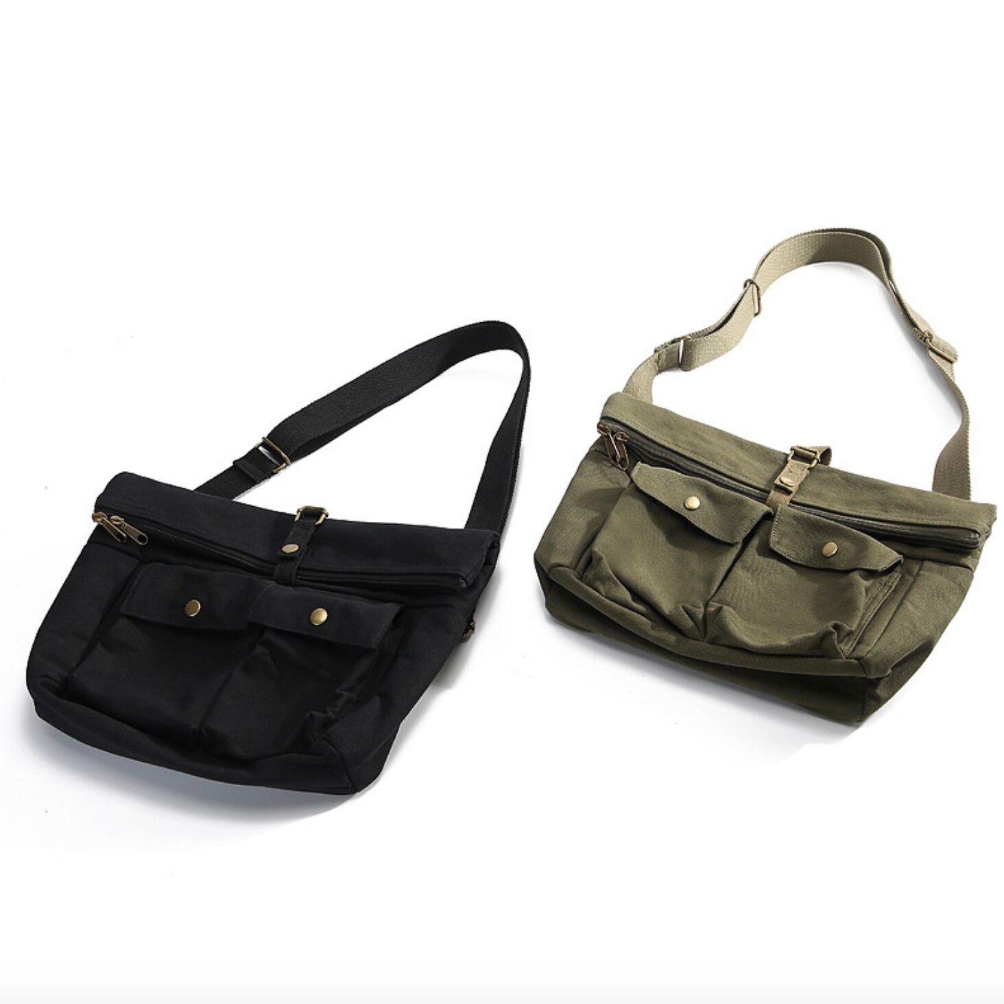 Stijlmerk heren enkele schoudertas effen kleur canvas heren messenger bag koreaanse stijl heren vrijetijdstas