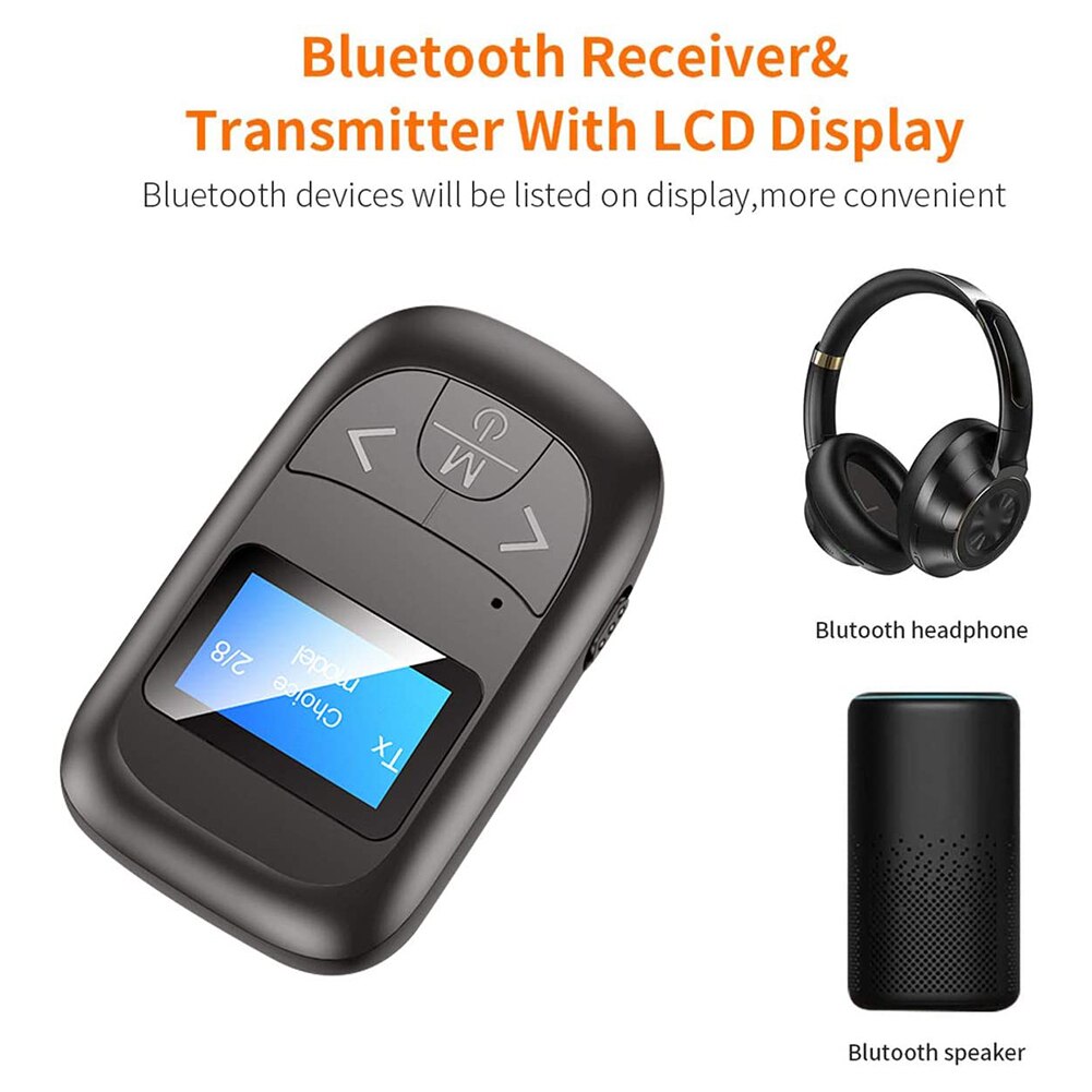 T14 Led Display Bluetooth 5.0 Audio Zender Ontvanger Usb Stereo Music Draadloze Adapter Aux Jack Voor Auto Pc