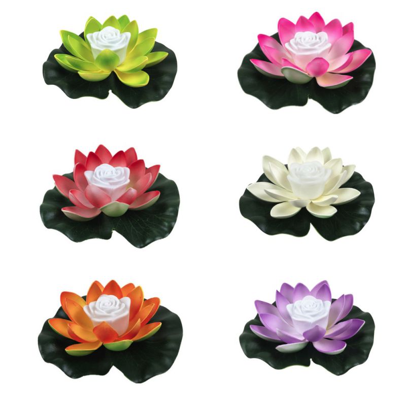 18cm Künstliche Lotus-förmigen Geändert Schwimm Blume LED Lampen Wasser Schwimmen Schwimmbad wünschen Licht Mit Einschließlich Batterie Blumen