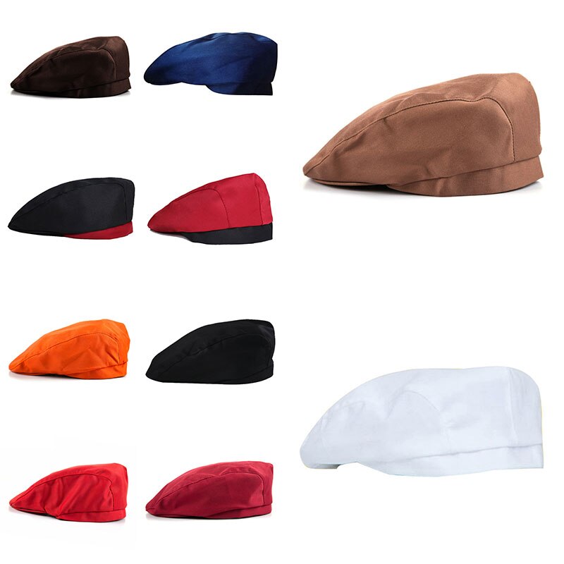 Hotel Head Wrap Pirate Hat Forward Hat Visors Chef Beret Chef Hat Cap Work Hats Solid Color Red White black Berets Cap