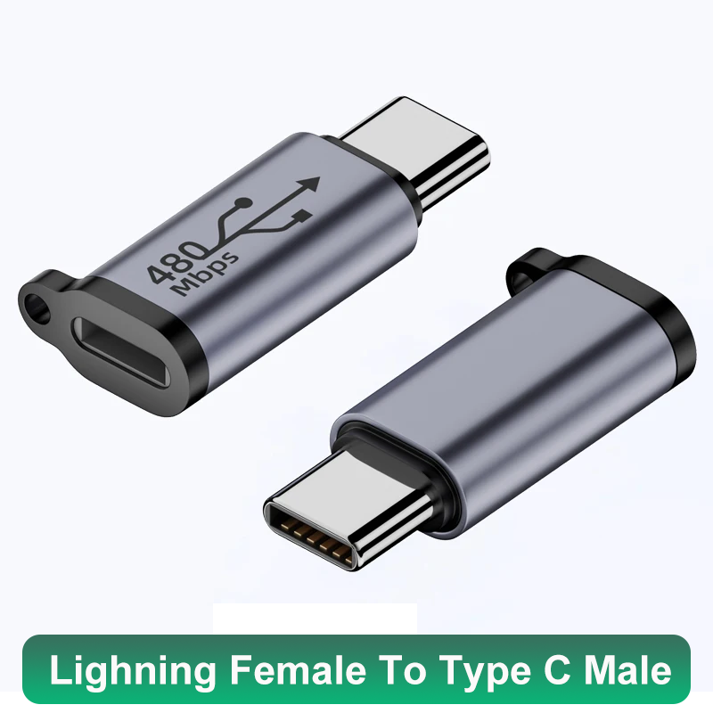 Adattatore da USB C a illuminazione Cavo USB C a connettore di ricarica rapida IOS Convertitore da maschio a tipo C femmina per iPhone