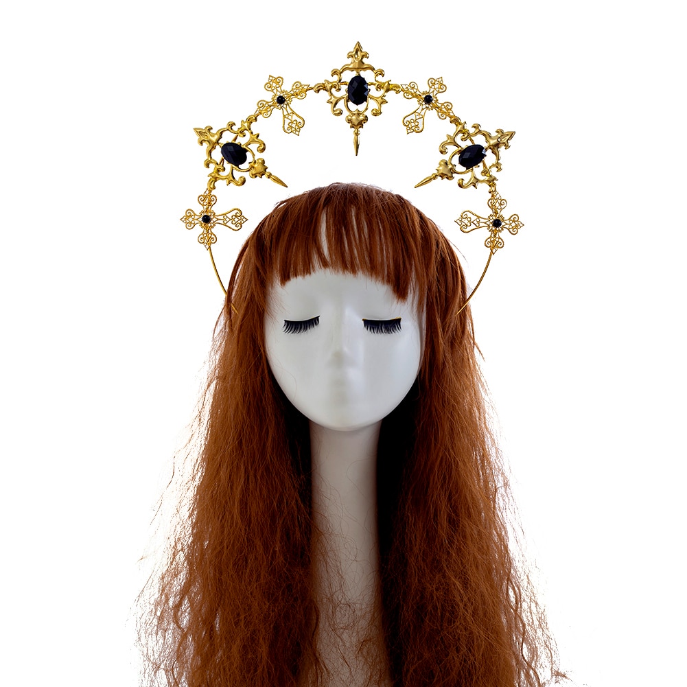 Lolita gótica-Diadema con de Rosa Negra, alas de demonio de plumas, diosa, Halo de sol, corona, Tiara barroca Vintage María: Morado