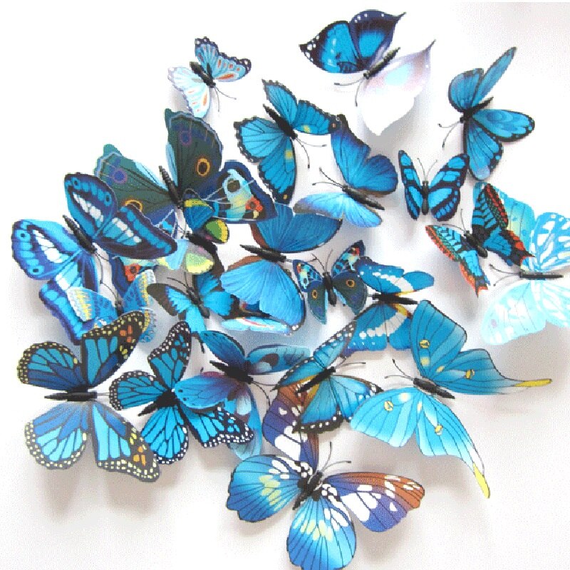 12pcs/ Set 3D Three-Dimensional Pvc Simulation Butterfly Home Decoration Wall Stickers Refrigerator Stickers