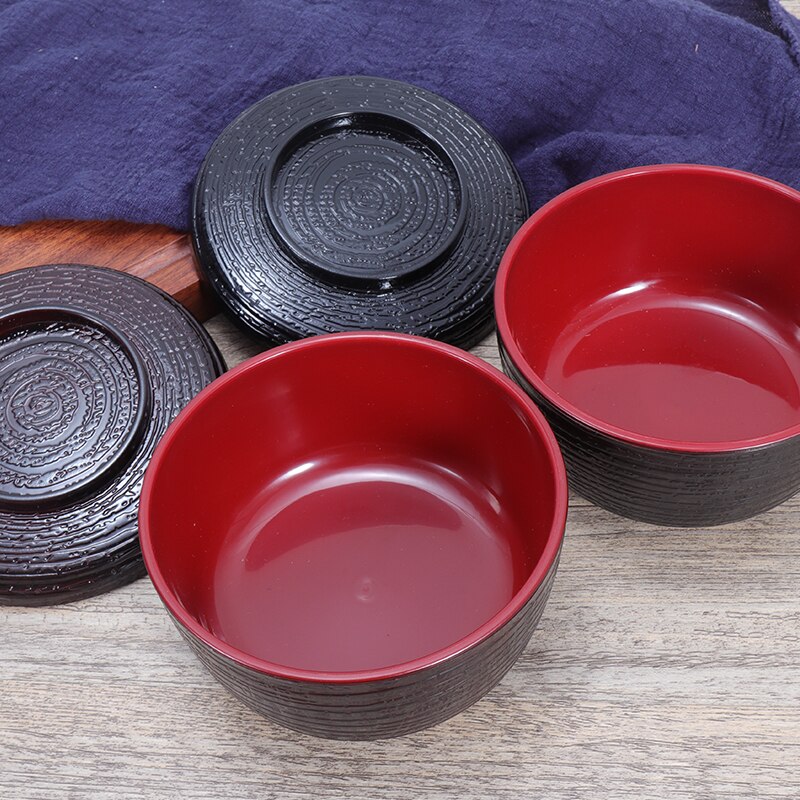Japanese style wood grain cover cooking utensils plastic small soup rice bowl chicken miso soup noodle bowl Korean tableware