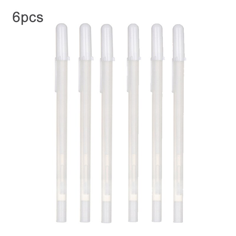 8mm White Highlighter Pen Liner Sketch Markers Scribble Pen Manga School Art Supplies Students: 6pcs