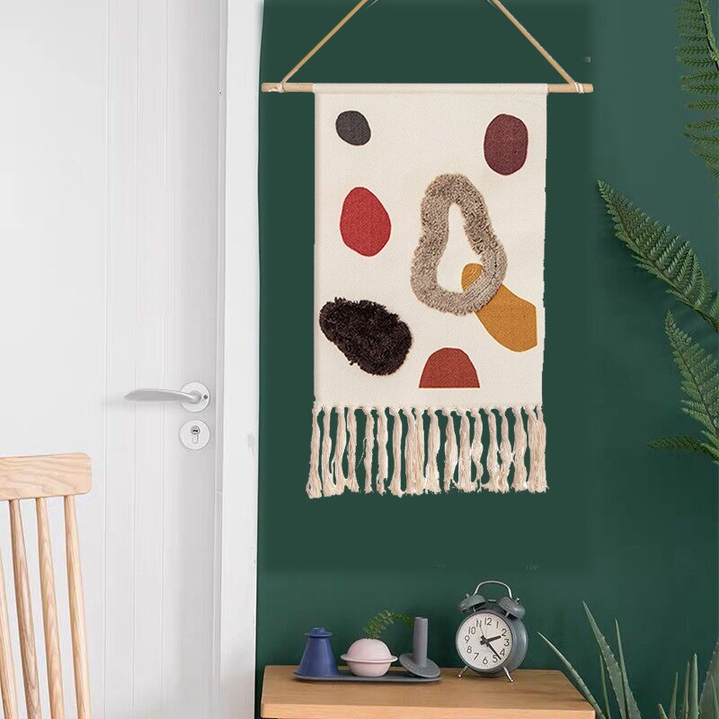 Boho Home Decor Macrame Wall Hanging Tapestry Cotton Tassel Handmade Woven geometric canvas Art background cloth tapestry