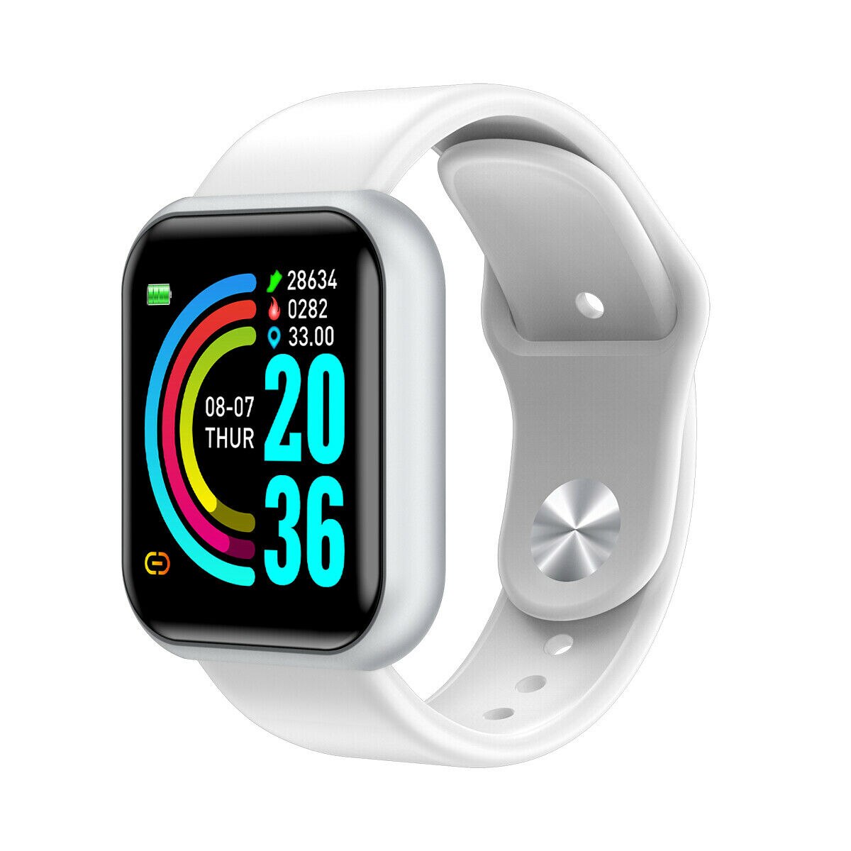 Bluetooth Y68 Smart Watch Women Fitness Tracker Waterproof Heart Rate Monitor Men Sport Smart Watch GPS Bracelet IOS Android: White