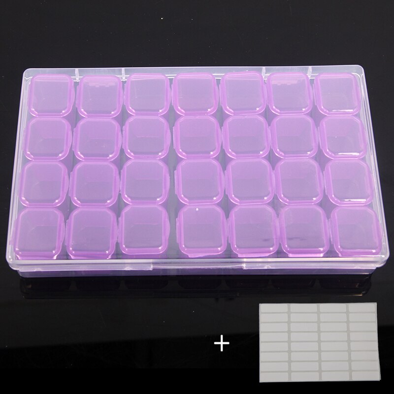 28Girds Diamond Painting Tools Accessories Multiple color Storage Bead Container Diamond Embroidery Stone Mosaic Convenience Box: 1pcs 28 purple