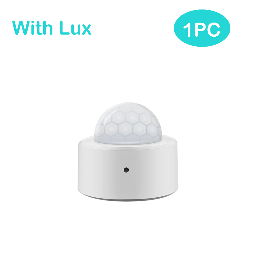 Tuya Zigbee Mini PIR Motion Detector With Lux Light Sensor Passive Infrared Security Burglar Alarm Works With Tuya Hub: With Lux 1pc