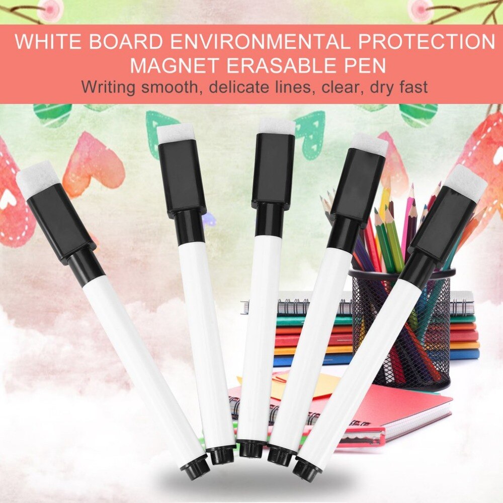 5 stks/set Gloednieuwe Whiteboard Pen Uitwisbare Droog White Board Markers Milieu Gum briefpapier Kantoor Schoolbenodigdheden