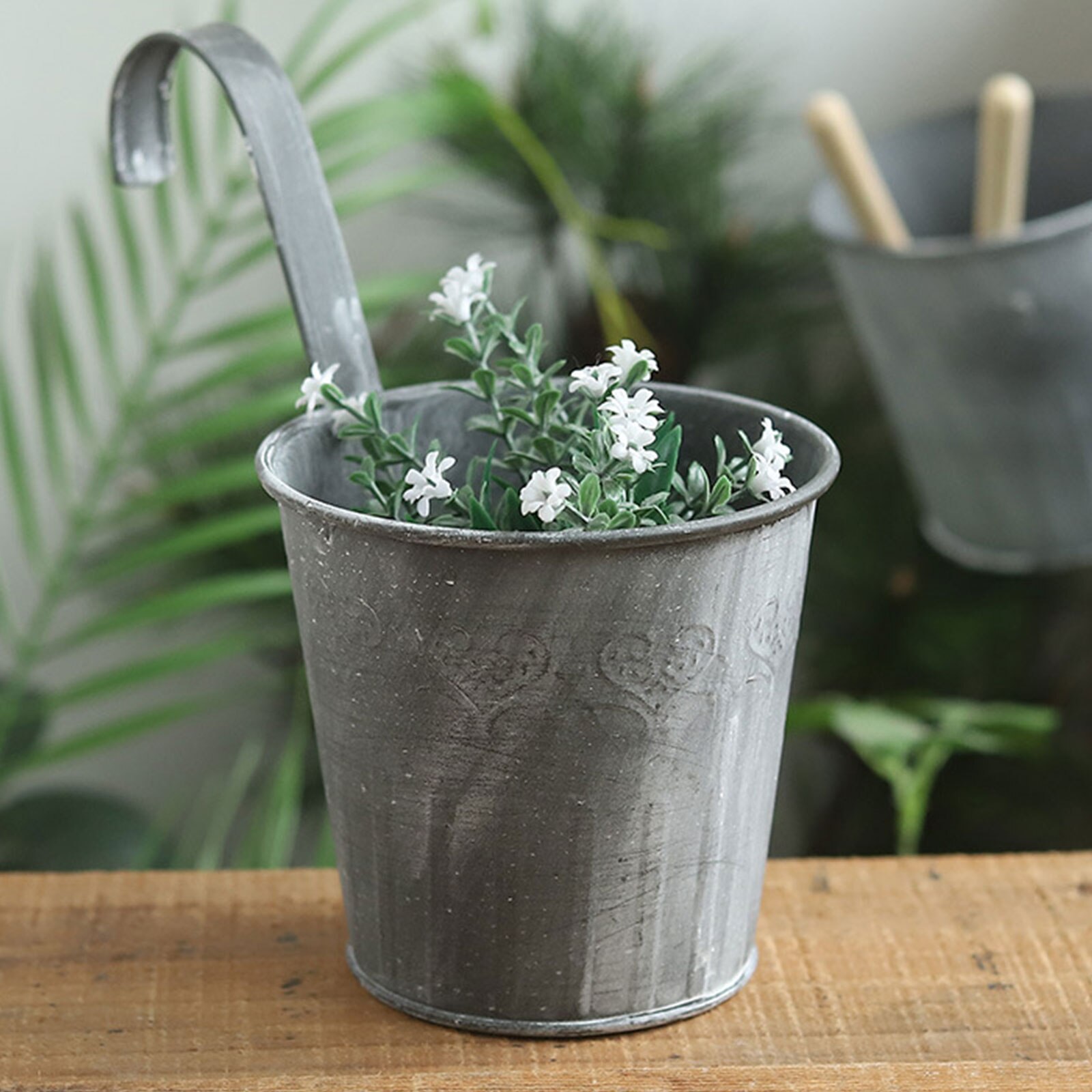 Hanging Flowerpot Metal Buckets Tin Flower Bucket Old Hanging Bucket Bucket Metal Crafts Idyllic Country Making Old Flower Pots